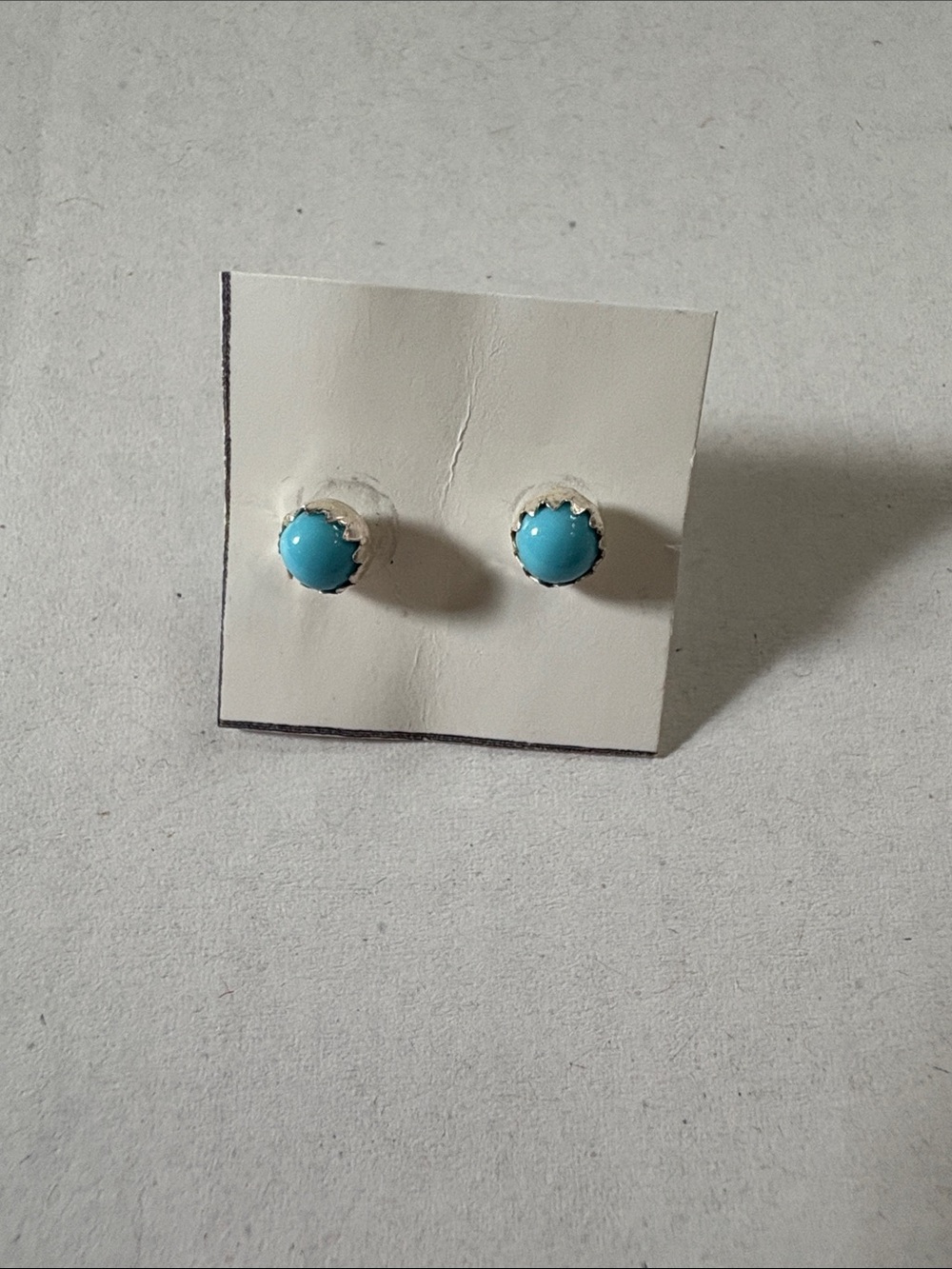 Navajo Made Sterling Silver Turquoise Round Stud Earrings NWT